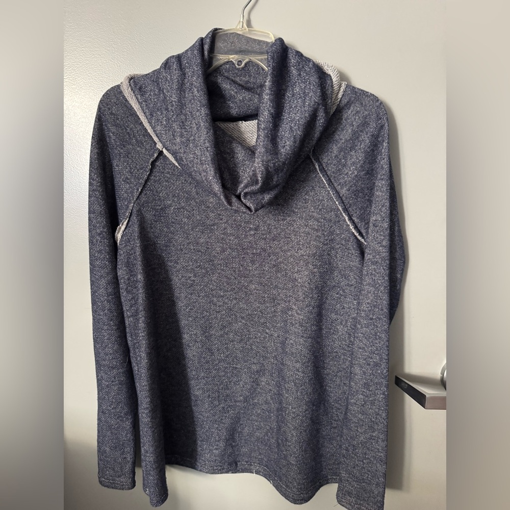 12 Pm By Mon Ami Heathered Navy Cowl Neck Sweater-Size Small
